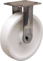 Hamilton - 8" Diam x 2" Wide x 9-1/2" OAH Top Plate Mount Rigid Caster - Polyolefin, 800 Lb Capacity, Delrin Bearing, 4 x 4-1/2" Plate - Benchmark Tooling
