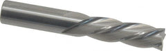 OSG - 3/8", 7/8" LOC, 3/8" Shank Diam, 2-1/2" OAL, 4 Flute, Solid Carbide Square End Mill - Single End, Uncoated, Spiral Flute, 30° Helix, Centercutting, Right Hand Cut, Left Hand Flute, Series 447 - Benchmark Tooling