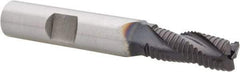 Hertel - 1/4" Diam, Fine Pitch, 5/8" LOC, 3 Flute Cobalt Roughing Square End Mill - TiAlN Finish, 2-7/16" OAL, 3/8" Shank Diam, Single End, Centercutting, 30° Helix - Benchmark Tooling