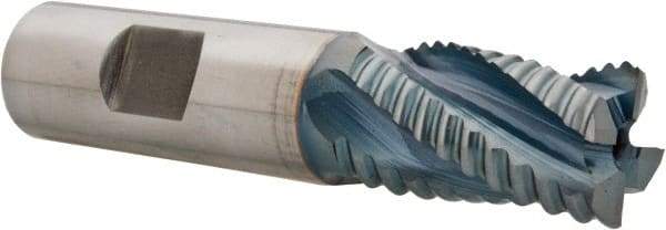 Hertel - 3/4" Diam, Coarse Pitch, 1-1/4" LOC, 4 Flute Cobalt Roughing Square End Mill - TiCN Finish, 3-1/2" OAL, 3/4" Shank Diam, Single End, 30° Helix - Benchmark Tooling