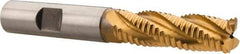 Hertel - 1/2" Diam, Coarse Pitch, 1-5/8" LOC, 4 Flute Cobalt Roughing Square End Mill - TiN Finish, 3-5/8" OAL, 1/2" Shank Diam, Single End, 30° Helix - Benchmark Tooling