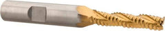 Hertel - 1/4" Diam, Coarse Pitch, 5/16" LOC, 3 Flute Cobalt Roughing Square End Mill - TiN Finish, 1/8" OAL, 3/8" Shank Diam, Single End, Centercutting, 30° Helix - Benchmark Tooling