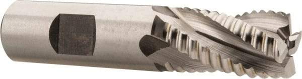 Hertel - 3/4" Diam, Coarse Pitch, 1-1/4" LOC, 4 Flute Cobalt Roughing Square End Mill - Uncoated, 3-1/2" OAL, 3/4" Shank Diam, Single End, 30° Helix - Benchmark Tooling