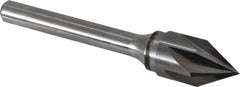 Keo - 1/2" Head Diam, 1/4" Shank Diam, 6 Flute 60° Solid Carbide Countersink - Bright Finish, 2-5/8" OAL, Single End - Benchmark Tooling