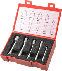 Keo - 5 Piece, 1/4 to 3/4" Head Diam, 90° Included Angle, Single End Countersink Set - Benchmark Tooling