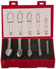 Keo - 5 Piece, 1/4 to 3/4" Head Diam, 60° Included Angle, Single End Countersink Set - Benchmark Tooling