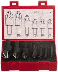 Keo - 7 Piece, 1/4 to 1" Head Diam, 100° Included Angle, Single End Countersink Set - Benchmark Tooling