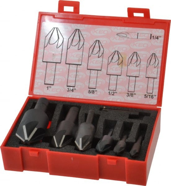 Keo - 7 Piece, 1/4 to 1" Head Diam, 82° Included Angle, Single End Countersink Set - Benchmark Tooling