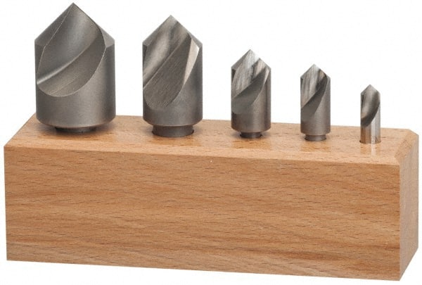 Keo - 5 Piece, 1/4 to 1" Head Diam, 90° Included Angle, Single End Countersink Set - Benchmark Tooling