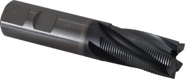 Kennametal - 25mm Diam, Fine Pitch, 44.5mm LOC, 5 Flute Solid Carbide Corner Chamfer Roughing End Mill - AlTiN Finish, 121mm OAL, 25mm Shank Diam, Centercutting, 20° Helix - Benchmark Tooling