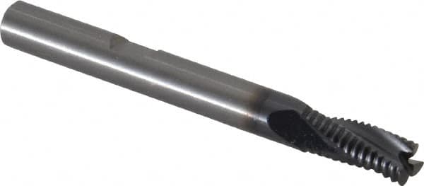 Kennametal - 6mm Diam, Fine Pitch, 13mm LOC, 3 Flute Solid Carbide Corner Chamfer Roughing End Mill - AlTiN Finish, 57mm OAL, 6mm Shank Diam, Centercutting, 20° Helix - Benchmark Tooling