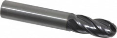 OSG - 12mm Diam, 25mm LOC, 4 Flute Solid Carbide Ball End Mill - TiAlN Finish, Single End, 76mm OAL, 12mm Shank Diam, Spiral Flute - Benchmark Tooling