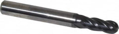 OSG - 9/32" Diam, 3/4" LOC, 4 Flute Solid Carbide Ball End Mill - TiAlN Finish, Single End, 2-1/2" OAL, 5/16" Shank Diam, Spiral Flute - Benchmark Tooling