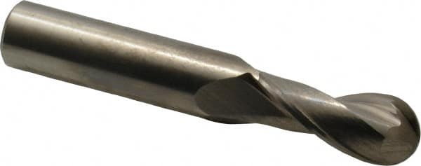 OSG - 7/16" Diam, 1" LOC, 2 Flute Solid Carbide Ball End Mill - Uncoated, Single End, 2-3/4" OAL, 7/16" Shank Diam, Spiral Flute - Benchmark Tooling