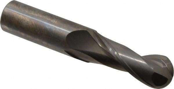 OSG - 5/8" Diam, 1-5/8" LOC, 2 Flute Solid Carbide Ball End Mill - Uncoated, Single End, 3-1/2" OAL, 5/8" Shank Diam, Spiral Flute - Benchmark Tooling