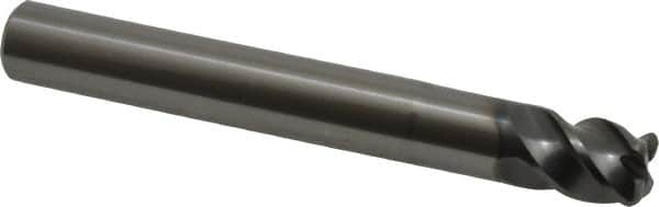 OSG - 3/8", 4 Flute, Single End, Solid Carbide, 0.06" Corner Radius End Mill - 3" OAL, 45° Helix, Right Hand Flute, 3/8" LOC, Right Hand Cut, 1" Extended Reach - Benchmark Tooling