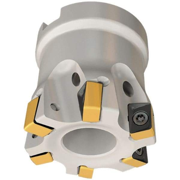 Iscar - 8 Inserts, 2-1/2" Cut Diam, 1" Arbor Diam, 0.315" Max Depth of Cut, Indexable Square-Shoulder Face Mill - 0/90° Lead Angle, 1-3/4" High, H490 AN.X 09 Insert Compatibility, Through Coolant, Series Helido - Benchmark Tooling