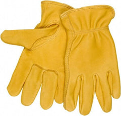 MCR Safety - Size XL Deerskin General Protection Work Gloves - For Work & Driver, Uncoated, Slip-On Cuff, Natural, Paired - Benchmark Tooling