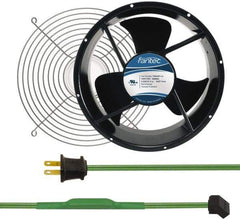 Made in USA - 115 Volts, AC, 600 CFM, Round Tube Axial Fan Kit - 0.22/0.24 Amp Rating, Includes Fan, Fan Guard, 254mm High x 254mm Wide x 89mm Deep, Thermostatically Controlled Fan Cord - Benchmark Tooling