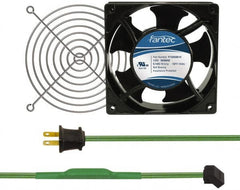 Made in USA - 115 Volts, AC, 103 CFM, Square Tube Axial Fan Kit - 0.26 Amp Rating, 120mm High x 120mm Wide x 38.5mm Deep, Includes Fan, Fan Guard, Thermostatically Controlled Fan Cord - Benchmark Tooling