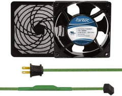 Made in USA - 115 Volts, AC, 80 CFM, Square Tube Axial Fan Kit - 0.18 Amp Rating, 120mm High x 120mm Wide x 38.5mm Deep, Includes Fan, Fan Filter, Thermostatically Controlled Fan Cord - Benchmark Tooling