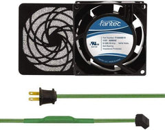 Made in USA - 115 Volts, AC, 31 CFM, Square Tube Axial Fan Kit - 0.18 Amp Rating, 3.15" High x 3" Wide x 38.5mm Deep, Includes Fan, Fan Filter, Thermostatically Controlled Fan Cord - Benchmark Tooling