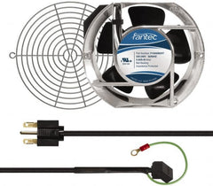 Made in USA - 230 Volts, AC, 240 CFM, Oval Tube Axial Fan Kit - 0.12/0.16 Amp Rating, 151mm High x 172mm Wide x 51mm Deep, Includes Fan, Fan Guard, Fan Cord - Benchmark Tooling