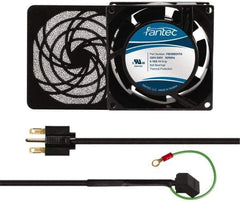 Made in USA - 230 Volts, AC, 32 CFM, Square Tube Axial Fan Kit - 0.06/0.05 Amp Rating, 3.15" High x 3" Wide x 38.5mm Deep, Includes Fan, Fan Guard, Fan Cord - Benchmark Tooling