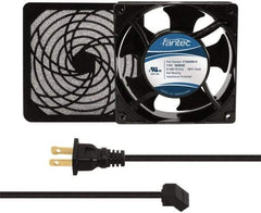 Made in USA - 115 Volts, AC, 80 CFM, Square Tube Axial Fan Kit - 0.18 Amp Rating, 120mm High x 120mm Wide x 38.5mm Deep, Includes Fan, Fan Filter, Fan Cord - Benchmark Tooling