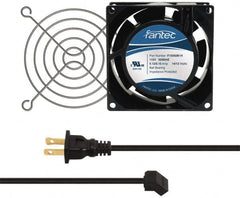 Made in USA - 115 Volts, AC, 31 CFM, Square Tube Axial Fan Kit - 0.18 Amp Rating, 3.15" High x 3" Wide x 38.5mm Deep, Includes Fan, Fan Guard, Fan Cord - Benchmark Tooling