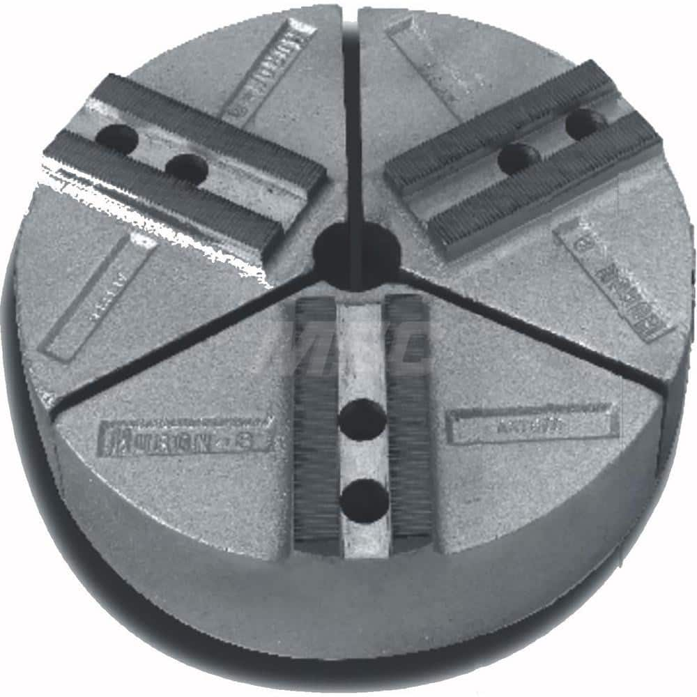 Huron Machine Products - Soft Lathe Chuck Jaws; Jaw Type: Round ; Material: Cast Iron ; Jaw Interface Type: 1.5mm x 60? Serrated ; Maximum Compatible Chuck Diameter (Inch): 12 ; Minimum Compatible Chuck Diameter (Inch): 1 ; Overall Height (Inch): 3-1/4 - Exact Industrial Supply