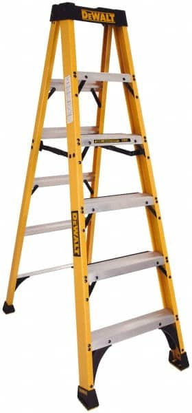 DeWALT - 9 Steps, 10' High, Type IA Rating, Fiberglass Step Ladder - Benchmark Tooling