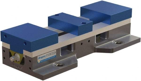 Jergens - 6" Jaw Width, 17-1/2" Max Jaw Opening, Manual Self Centering Vise - 10,100 Max Operating psi, 3-3/4" Stroke Length, 21" OAL x 8" OAW x 4" OAH - Benchmark Tooling