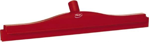 Vikan - 20" Rubber Blade Floor Squeegee - Double Edge, Red, Plastic Holder - Benchmark Tooling