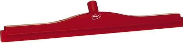 Vikan - 24" Rubber Blade Floor Squeegee - Double Edge, Red, Plastic Holder - Benchmark Tooling