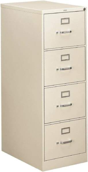 Hon - 18-1/4" Wide x 52" High x 26-1/2" Deep, 4 Drawer Vertical File - Steel, Light Gray - Benchmark Tooling