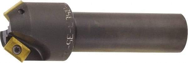 Kyocera - 55° Lead Angle, 2.014" Max Cut Diam, 0.327" Max Depth of Cut, Indexable Chamfer & Angle End Mill - 2 Inserts, XPMT 15T3.. Insert Style, 3.15" OAL, Straight Shank - Benchmark Tooling