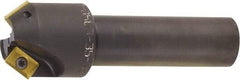 Kyocera - 55° Lead Angle, 2.014" Max Cut Diam, 0.327" Max Depth of Cut, Indexable Chamfer & Angle End Mill - 2 Inserts, XPMT 15T3.. Insert Style, 3.15" OAL, Straight Shank - Benchmark Tooling