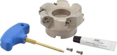 Iscar - 3.37" Cut Diam, 1" Arbor Hole, 0.18" Max Depth of Cut, 50° Indexable Chamfer & Angle Face Mill - 6 Inserts, IQ845 SYHU 07.. Insert, Right Hand Cut, Through Coolant, Series DoveIQMill - Benchmark Tooling