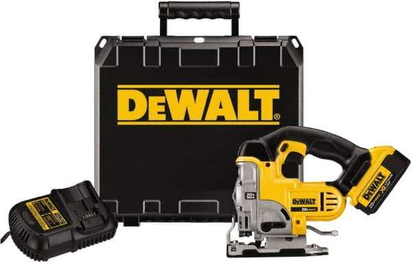 DeWALT - 20 Volt, 3,000 SPM, 1" Stroke Length, Lithium-Ion Cordless Jigsaw - 90° Cutting Angle, Series 20V MAX Battery Included - Benchmark Tooling