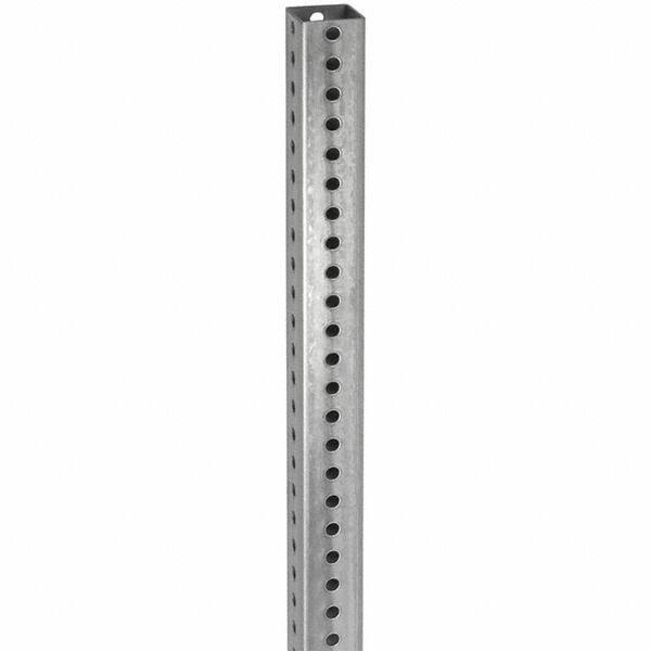 TAPCO - 8' High, Galvanized Traffic Sign Post - Steel, 7/16" Hole Diam, Silver - Benchmark Tooling