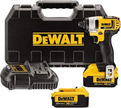 DeWALT - 20 Volt, 1/4" Drive, 117 Ft/Lb Torque, Cordless Impact Driver - Mid-Handle, 2800 RPM, 2 Lithium-Ion Batteries Included - Benchmark Tooling