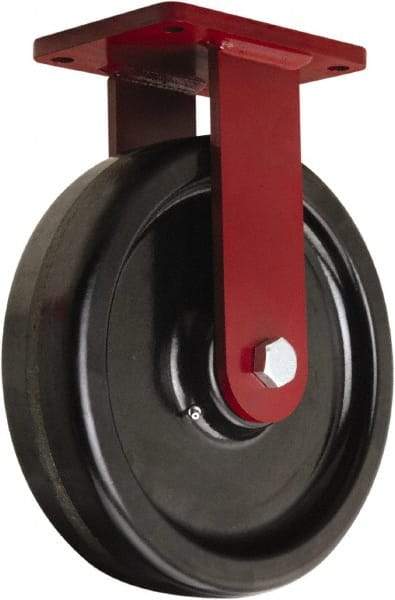 Hamilton - 12" Diam x 3" Wide x 14-1/2" OAH Top Plate Mount Rigid Caster - Phenolic, 3,500 Lb Capacity, Tapered Roller Bearing, 5-1/2 x 7-1/2" Plate - Benchmark Tooling