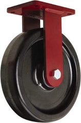 Hamilton - 12" Diam x 3" Wide x 14-1/2" OAH Top Plate Mount Rigid Caster - Phenolic, 3,500 Lb Capacity, Tapered Roller Bearing, 5-1/2 x 7-1/2" Plate - Benchmark Tooling