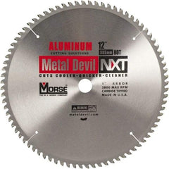 M.K. MORSE - 12" Diam, 1" Arbor Hole Diam, 80 Tooth Wet & Dry Cut Saw Blade - Steel, Standard Round Arbor - Benchmark Tooling