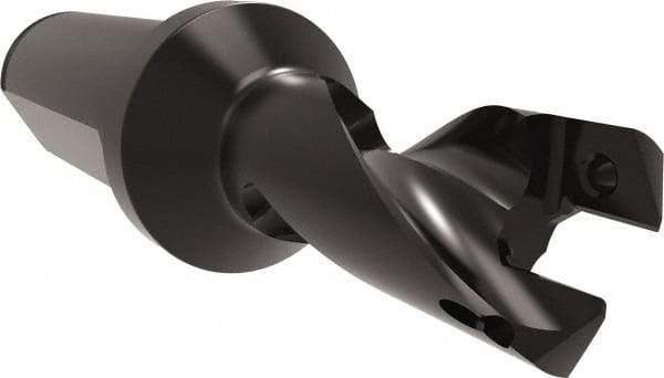 Allied Machine and Engineering - Series 18, 18 to 20mm Diam, 1" Diam Straight Shank with Flange, Helical Flute Spade Drill - 7/8" Max Depth, 2-13/64" Body Length, 4-31/64" OAL, Short Length, Through Coolant - Benchmark Tooling