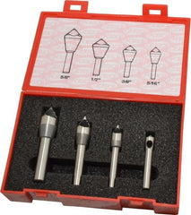 Keo - 4 Piece, 5/16 to 5/8" Head Diam, 60° Included Angle, Single End Countersink Set - Benchmark Tooling