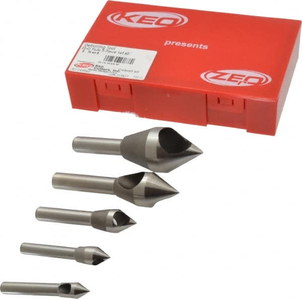 Keo - 5 Piece, 5/16 to 1" Head Diam, 60° Included Angle, Single End Countersink Set - Benchmark Tooling