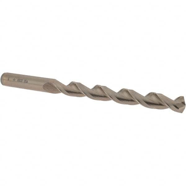 Cleveland - Letter U 135° Cobalt Jobber Drill - Gold Finish Finish, Right Hand Cut, Parabolic Flute, Straight Shank, 5" OAL, Split Point - Benchmark Tooling