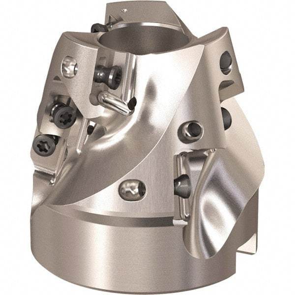 Seco - 2.028" Cut Diam, 3/4" Arbor Hole, 1.191" Max Depth of Cut, 75° Indexable Chamfer & Angle Face Mill - 9 Inserts, XO.. 1204 Insert, Right Hand Cut, 3 Flutes, Through Coolant, Series R220.49 - Benchmark Tooling